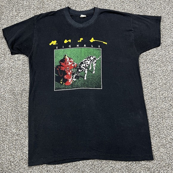 VTG Rush Signals Shirt Mens M‎ Black New World Tour 82 83 Concert Single Stitch